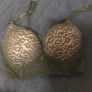Forest green , cheetah print bra